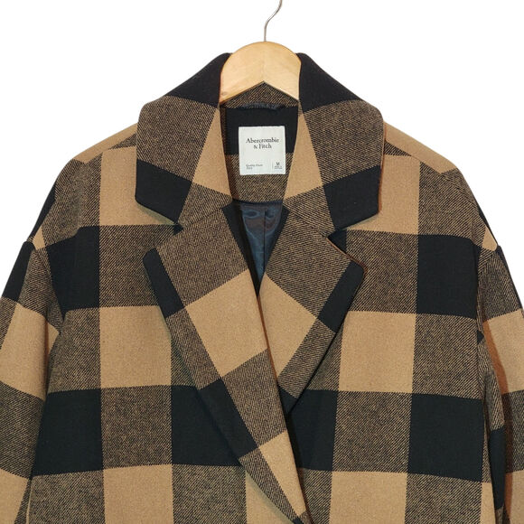 Abercrombie & Fitch Buffalo Check Peacoat Wool Fall Winter Casual Classic Size M - Picture 4 of 16